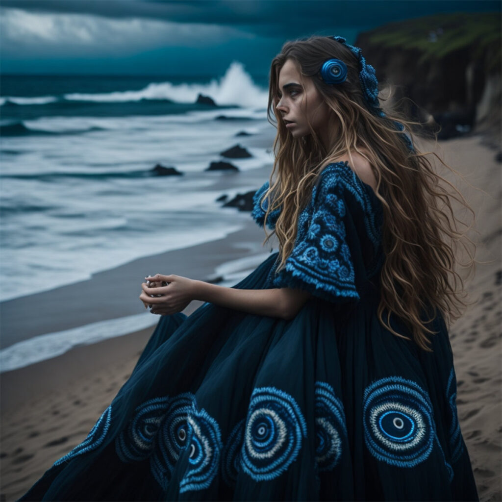 Evil Eye Painting Ideas: Creative Inspirations! Girl at ocean with evil eye
